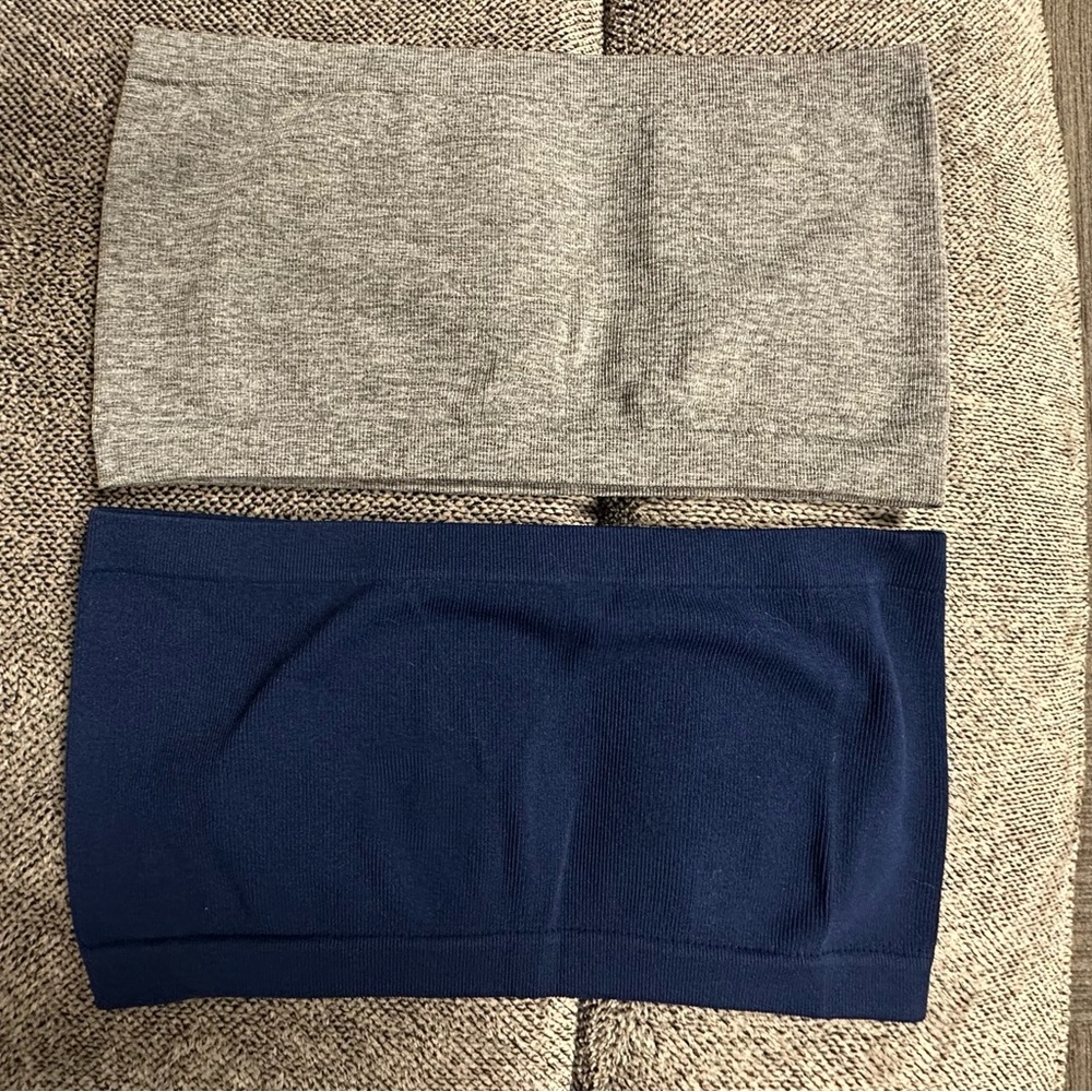 Gilligan & O'Malley 2-Pack Bandeau Set in Gray and Navy